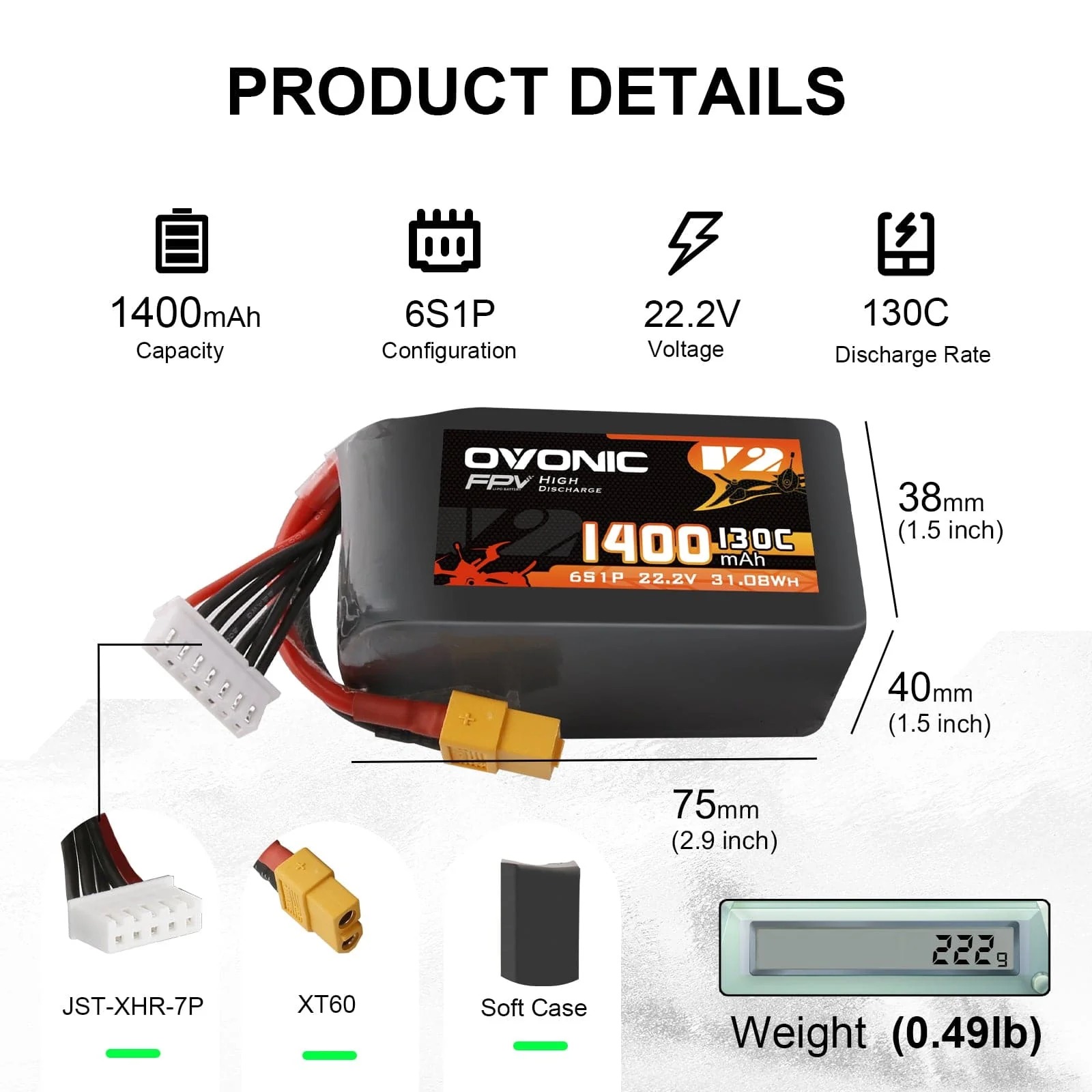 Drone Battery Bag - Paquete de Baterías LiPo Ovonic 6S